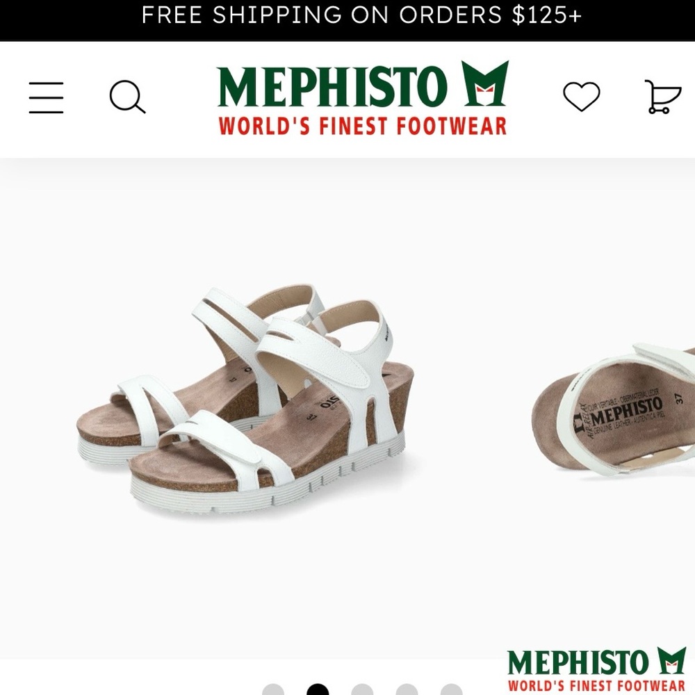 Mephisto Emelia White Leather Women's Wedge Sandals